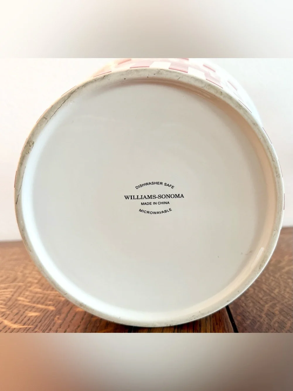 Williams Sonoma Vintage Ceramic Popcorn Bowl/Bucket Red & White Striped 9 x 7